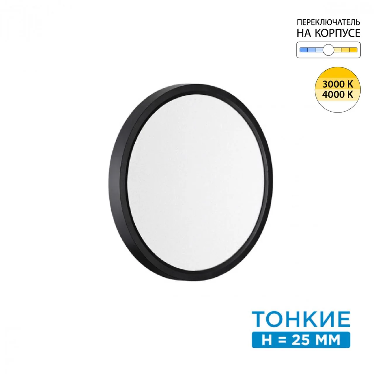 СОНЕКС 7660/18L MITRA LED SN 554 Светильник пластик/белый/черный LED 18Вт 3000/4000K D230 IP40 ALFA BLACK — главное фото товара