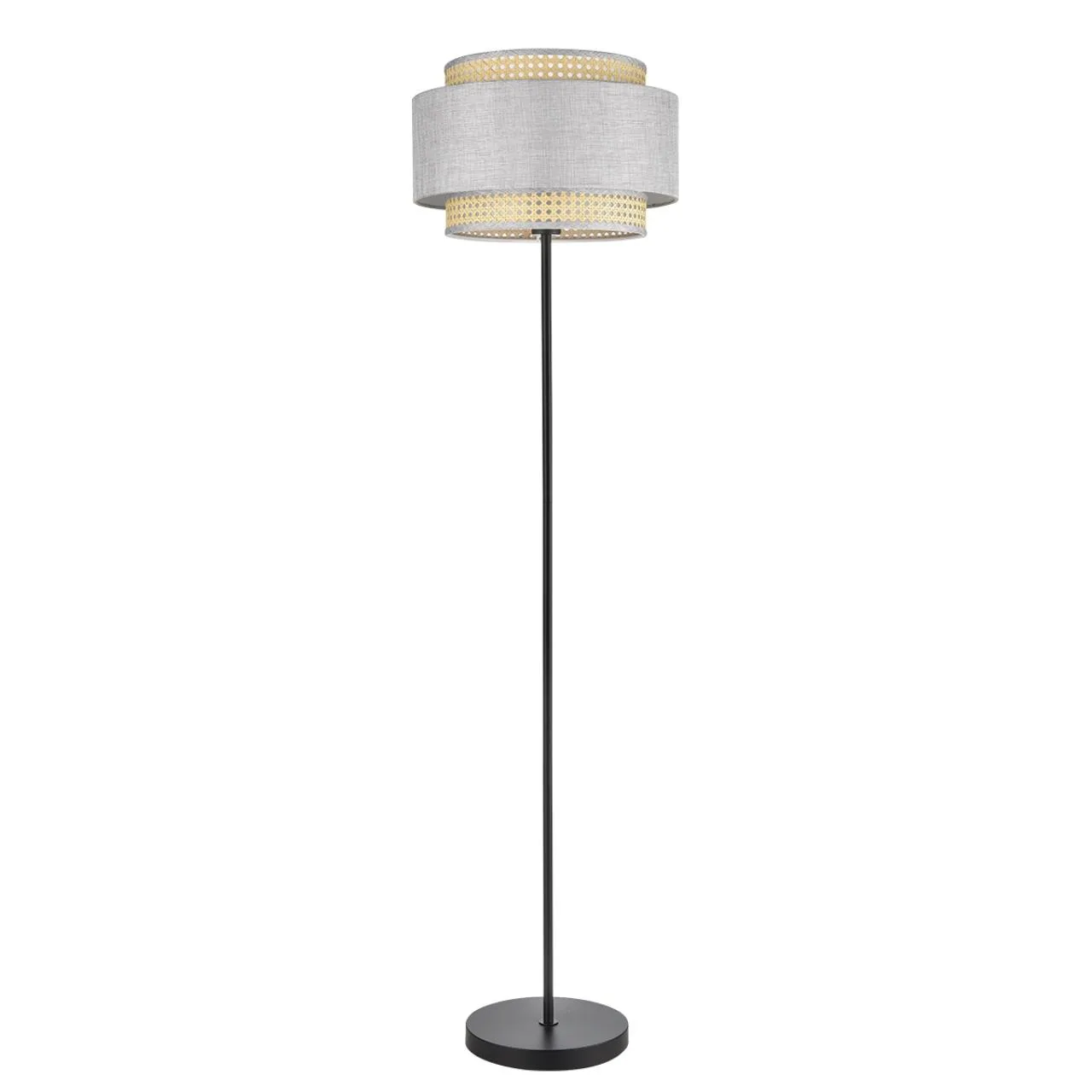 Lumion 8043/1F MODERNI LN26 338 черный/серый/бежевый, металл/текстиль/ротанг Торшер Е27 1*60W 220V LAUNA — главное фото товара