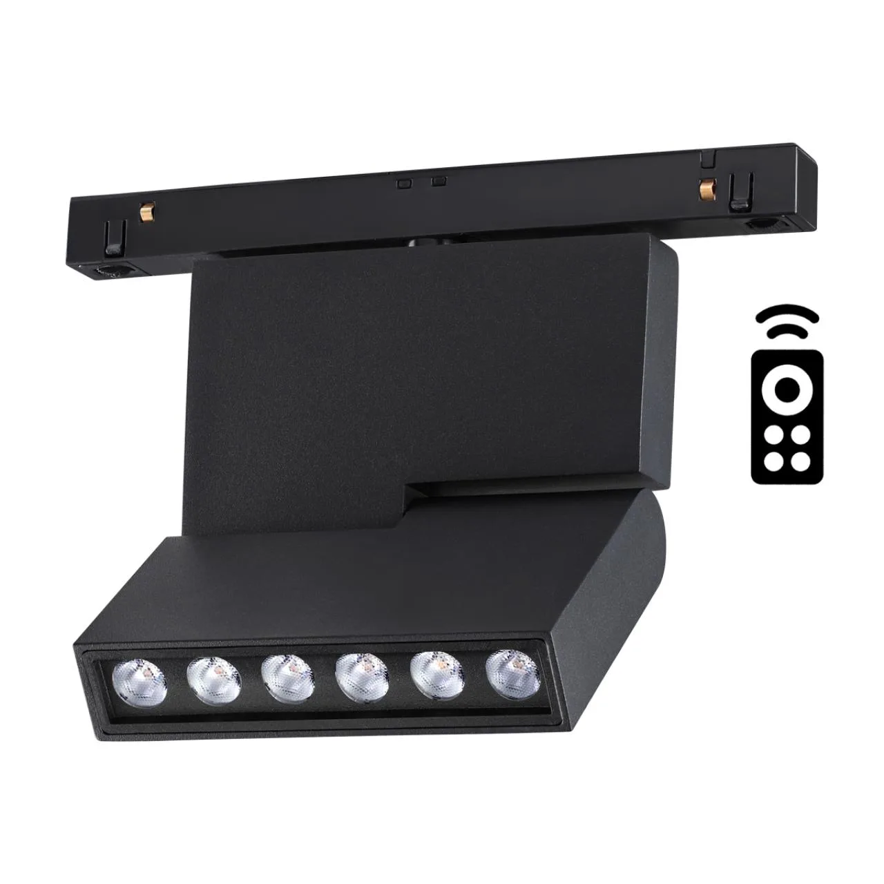 Novotech 358628 SHINO NT21 065 черный Трековый низковольтный св-к диммируемый с ДУ, со сменой цв.температуры IP20 LED 3000~6500К 12W 48V FLUM — главное фото товара