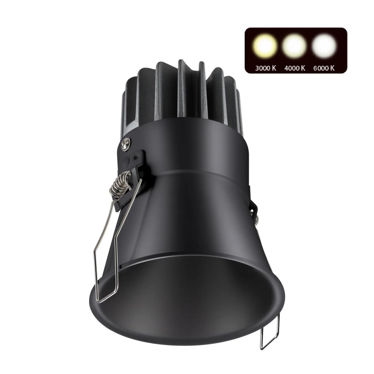 Novotech 358909 SPOT NT22 516 черный Встраиваемый светодиодный светильник с переключателем цветовой температуры IP20 LED 3000К\4000К\6000К 12W 220V LANG — главное фото товара