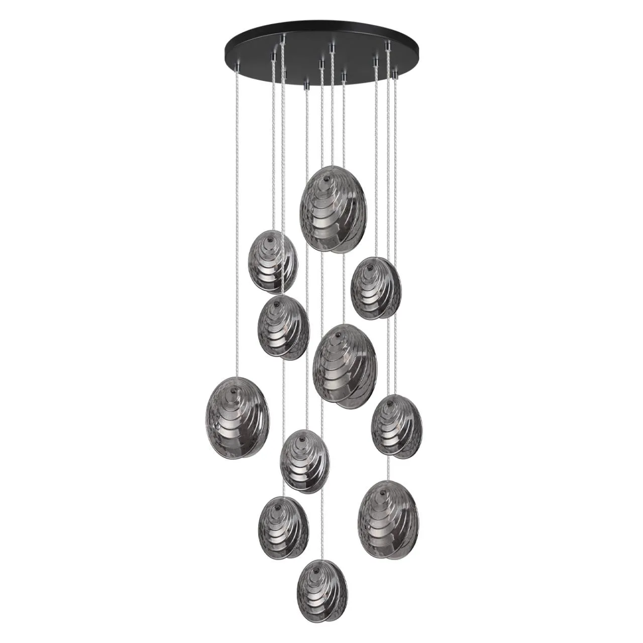 Odeon Light 5038/11 MODERN ODL24 000 черный/дымчатый/металл/стекло Люстра каскадная G9 11*40W MUSSELS — главное фото товара