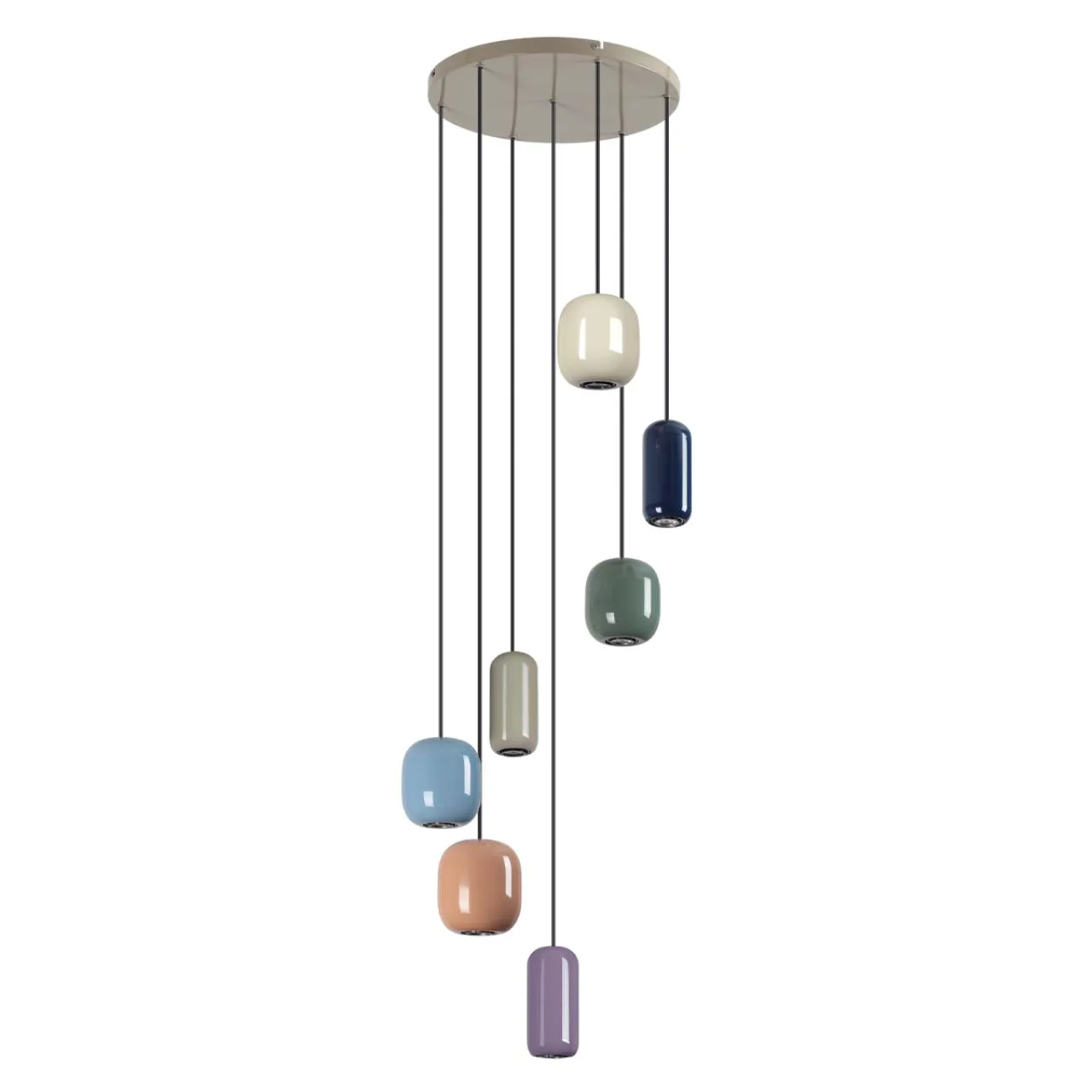 Odeon Light 5053/7 PENDANT ODL24 000 цвет слонов.кости/мультиколор/металл Подвес GU10 LED 7*4W OVALI — главное фото товара