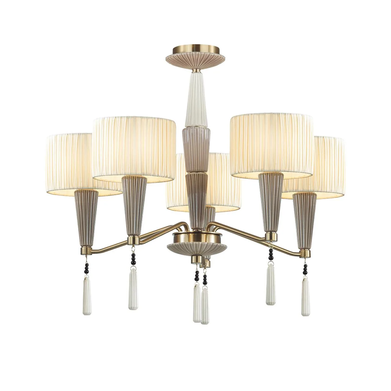 Odeon Light 5403/5 CLASSIC ODL_EX23 117 бронзовый/светло-коричневый/кремовый металл/керамика/ткань Люстра E14 5*40W LATTE — главное фото товара