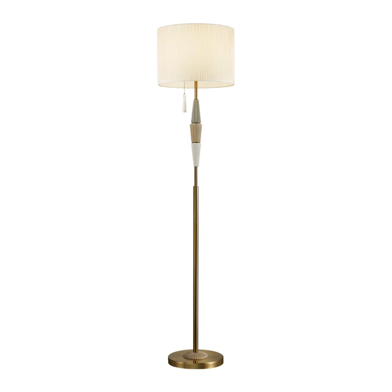 Odeon Light 5403/1FA CLASSIC ODL_EX24 119 бронзовый/светло-коричневый/кремовый/металл/керамика/ткань Торшер E27 1*60W LATTE — главное фото товара