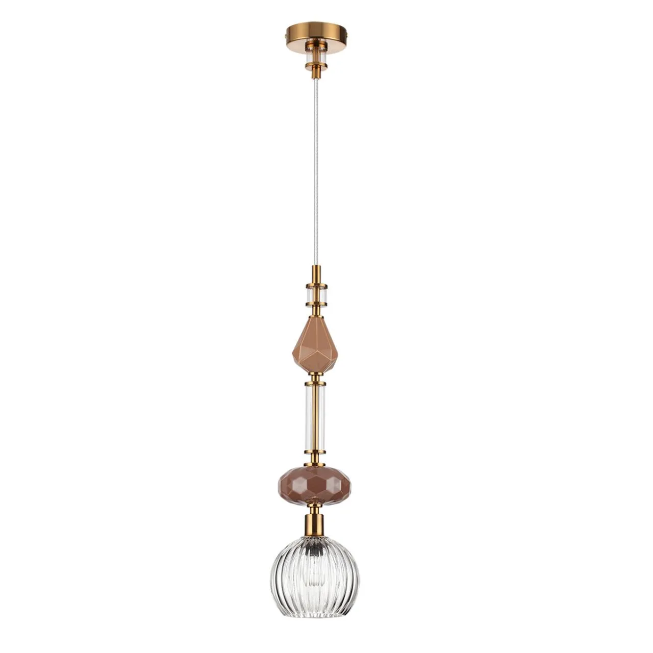 Odeon Light 5414/1C MODERN ODL_EX25 025 античная бронза/бежев/коричнев/стекло/керамика Подвес E14 1*40W TERRA — главное фото товара