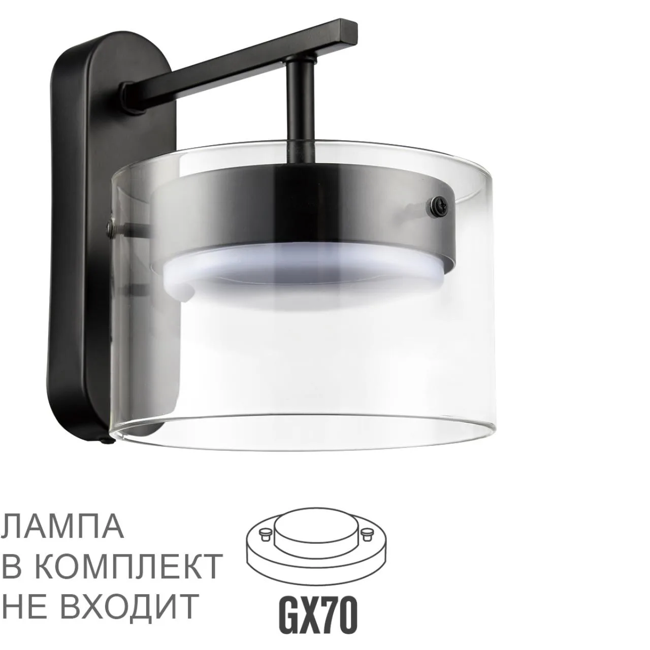 Lumion 8232/1WY УЦЕНКА(НЕВОЗВРАТНЫЙ ТОВАР) COMFI LN25 000 черный/прозрачный, металл/стекло Бра LED GX70 1*10W 220V NATALINA — главное фото товара